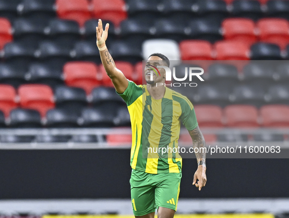 Ricardo Jorge Gomes of Al Wakrah SC celebrates after scoring a goal during the Ooredoo Qatar Stars League 24/25 match between Al Rayyan SC a...