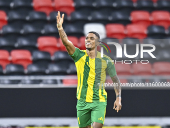 Ricardo Jorge Gomes of Al Wakrah SC celebrates after scoring a goal during the Ooredoo Qatar Stars League 24/25 match between Al Rayyan SC a...