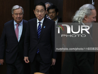 Antonio Guterres the UN Secretary General meets with the H.E. Mr. Kishida Fumio, Prime Minister, Japan at the United Nations Headquarters on...