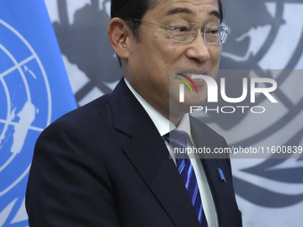 Antonio Guterres the UN Secretary General meets with the H.E. Mr. Kishida Fumio, Prime Minister, Japan at the United Nations Headquarters on...