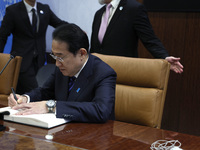 Antonio Guterres the UN Secretary General meets with the H.E. Mr. Kishida Fumio, Prime Minister, Japan at the United Nations Headquarters on...