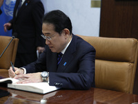 Antonio Guterres the UN Secretary General meets with the H.E. Mr. Kishida Fumio, Prime Minister, Japan at the United Nations Headquarters on...