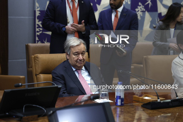 Antonio Guterres the UN Secretary General meets with the H.E. Mr. Kishida Fumio, Prime Minister, Japan at the United Nations Headquarters on...