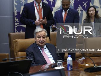 Antonio Guterres the UN Secretary General meets with the H.E. Mr. Kishida Fumio, Prime Minister, Japan at the United Nations Headquarters on...