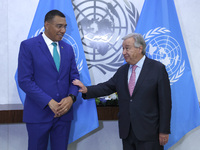 Antonio Guterres the UN Secretary General meets with H.E. Mr. Andrew Holness, ON, PC, MP, Prime Minister, Minister for Defence and Minister...