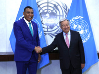 Antonio Guterres the UN Secretary General meets with H.E. Mr. Andrew Holness, ON, PC, MP, Prime Minister, Minister for Defence and Minister...