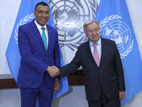 Antonio Guterres the UN Secretary General meets with H.E. Mr. Andrew Holness, ON, PC, MP, Prime Minister, Minister for Defence and Minister...