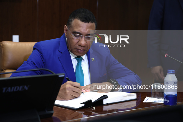 Antonio Guterres the UN Secretary General meets with H.E. Mr. Andrew Holness, ON, PC, MP, Prime Minister, Minister for Defence and Minister...