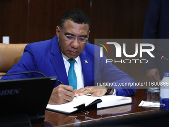 Antonio Guterres the UN Secretary General meets with H.E. Mr. Andrew Holness, ON, PC, MP, Prime Minister, Minister for Defence and Minister...