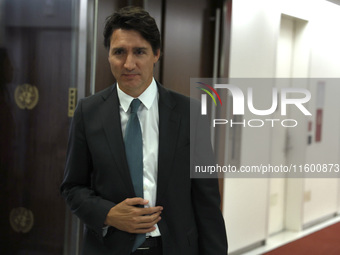 Antonio Guterres the UN Secretary General meets with H.E. Mr. Justin Trudeau, Prime Minister, Canada at the United Nations Headquarters on S...