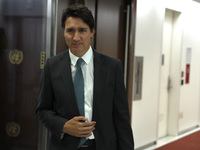 Antonio Guterres the UN Secretary General meets with H.E. Mr. Justin Trudeau, Prime Minister, Canada at the United Nations Headquarters on S...