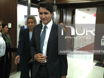 Antonio Guterres the UN Secretary General meets with H.E. Mr. Justin Trudeau, Prime Minister, Canada at the United Nations Headquarters on S...