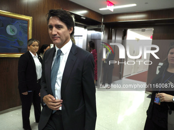 Antonio Guterres the UN Secretary General meets with H.E. Mr. Justin Trudeau, Prime Minister, Canada at the United Nations Headquarters on S...