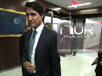 Antonio Guterres the UN Secretary General meets with H.E. Mr. Justin Trudeau, Prime Minister, Canada at the United Nations Headquarters on S...