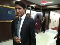 Antonio Guterres the UN Secretary General meets with H.E. Mr. Justin Trudeau, Prime Minister, Canada at the United Nations Headquarters on S...