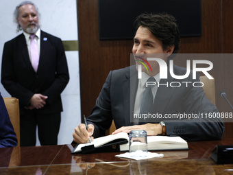 Antonio Guterres the UN Secretary General meets with H.E. Mr. Justin Trudeau, Prime Minister, Canada at the United Nations Headquarters on S...