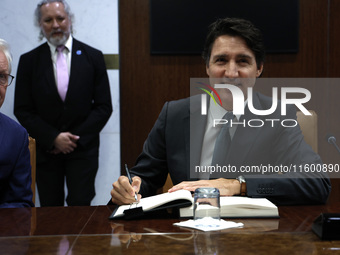 Antonio Guterres the UN Secretary General meets with H.E. Mr. Justin Trudeau, Prime Minister, Canada at the United Nations Headquarters on S...