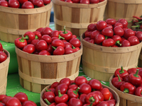 Hot peppers are at a farmers market in Markham, Ontario, Canada, on September 22, 2024. (