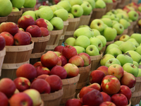 Apples are at a farmers market in Markham, Ontario, Canada, on September 22, 2024. (