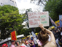 Protestors march for climate justice and against wildfires affecting the entire country in Sao Paulo, Brazil, on September 22, 2024. (