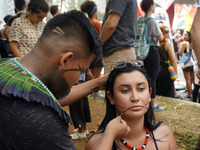 Protestors march for climate justice and against wildfires affecting the entire country in Sao Paulo, Brazil, on September 22, 2024. (