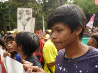 Protestors march for climate justice and against wildfires affecting the entire country in Sao Paulo, Brazil, on September 22, 2024. (