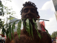 Protestors march for climate justice and against wildfires affecting the entire country in Sao Paulo, Brazil, on September 22, 2024. (