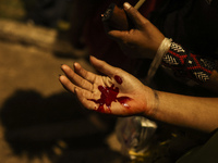 Protesters hold a demonstration against the fires and the climate situation in Brazil and for agrarian reform on Avenida Paulista, in the ce...