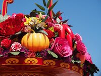 Flower baskets are seen at Tian'anmen Square to celebrate the upcoming National Day in Beijing, China, on September 23, 2024. (