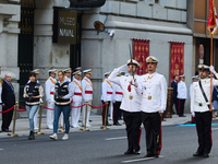 The Mayor of Madrid, Jose Luis Martinez-Almeida, presents a new national flag to the Marine Infantry Grouping of Madrid, donated by the Madr...