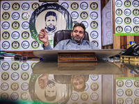 Former Srinagar Deputy Mayor Sheikh Mohammed Imran, who contests Assembly elections from the Khaniyar constituency, speaks to the media at h...