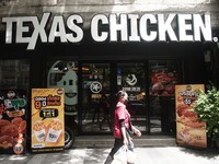 Texas Chicken restaurant on Silom Road in Bangkok, Thailand, on September 23, 2024. Texas Chicken is the international franchise of Church's...