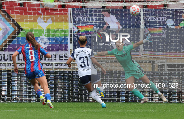 Shae Yanez of Crystal Palace Women gets beaten by Olga Ahtinen of Tottenham Hotspur Women during the Barclays FA Women's Super League soccer...