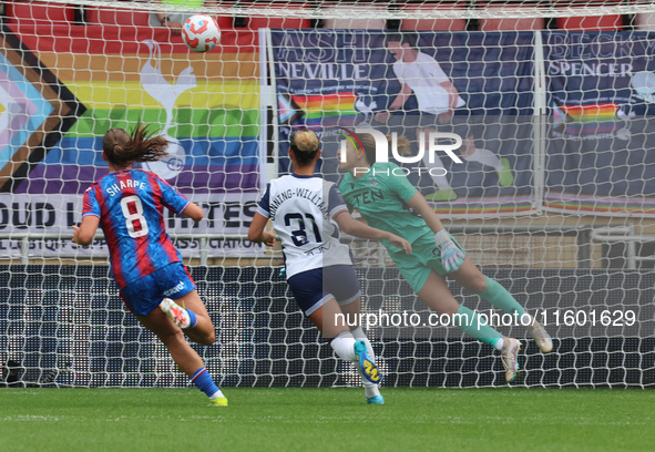 Shae Yanez of Crystal Palace Women gets beaten by Olga Ahtinen of Tottenham Hotspur Women during the Barclays FA Women's Super League soccer...