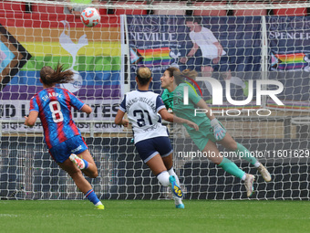 Shae Yanez of Crystal Palace Women gets beaten by Olga Ahtinen of Tottenham Hotspur Women during the Barclays FA Women's Super League soccer...