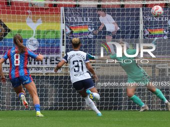 Shae Yanez of Crystal Palace Women gets beaten by Olga Ahtinen of Tottenham Hotspur Women during the Barclays FA Women's Super League soccer...