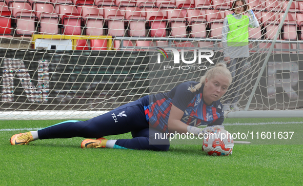 Milla-Maj Majasaari of Crystal Palace Women warms up before the Barclays FA Women's Super League soccer match between Tottenham Hotspur Wome...