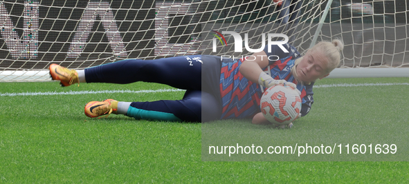 Milla-Maj Majasaari of Crystal Palace Women warms up before the Barclays FA Women's Super League soccer match between Tottenham Hotspur Wome...