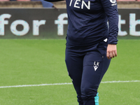 Laura Kaminski, manager of Crystal Palace Women, participates in the pre-match warm-up during the Barclays FA Women's Super League soccer ma...