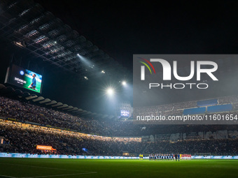 A minute of silence for the death of Toto' Schillaci takes place at San Siro Stadium during the Italian championship Serie A football match...