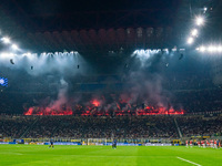 AC Milan supporters during the Italian championship Serie A football match between FC Internazionale and AC Milan in Milan, Italy, on Septem...