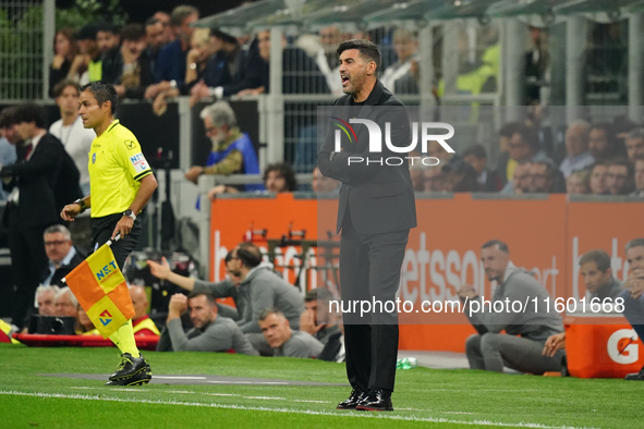 The head coach Paulo Fonseca (AC Milan) during the Italian championship Serie A football match between FC Internazionale and AC Milan at San...