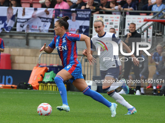 Katrine Veje of Crystal Palace Women and Martha Thomas of Tottenham Hotspur Women are in action during the Barclays FA Women's Super League...