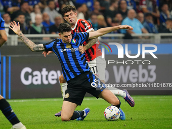 Alessandro Bastoni (FC Inter) and Christian Pulisic (AC Milan) during the Italian championship Serie A football match between FC Internazion...