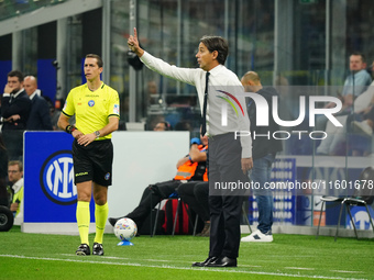 The head coach Simone Inzaghi (FC Inter) during the Italian championship Serie A football match between FC Internazionale and AC Milan in Mi...