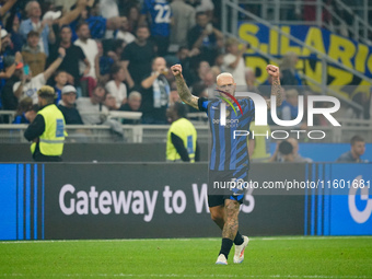 Federico Dimarco (FC Inter) celebrates his goal during the Italian championship Serie A football match between FC Internazionale and AC Mila...