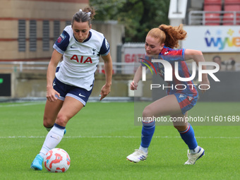 Hayley Raso of Tottenham Hotspur Women takes on Annabel Blanchard of Crystal Palace Ladies during the Barclays FA Women's Super League socce...