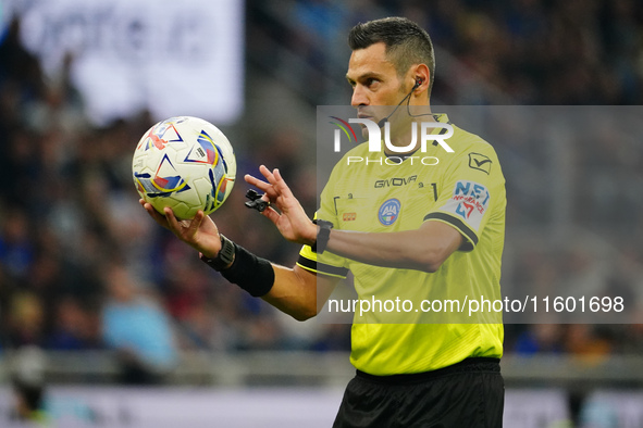 Maurizio Mariani (Referee) officiates the Italian championship Serie A football match between FC Internazionale and AC Milan at San Siro Sta...