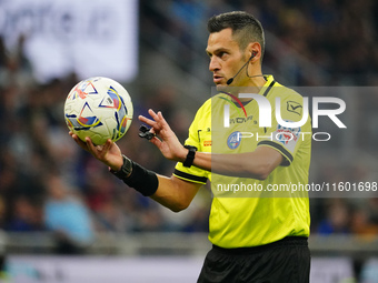 Maurizio Mariani (Referee) officiates the Italian championship Serie A football match between FC Internazionale and AC Milan at San Siro Sta...