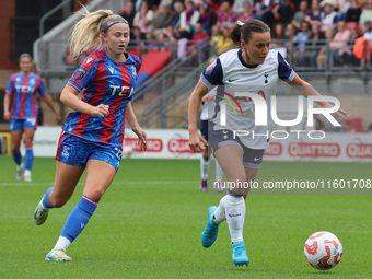 Hayley Raso of Tottenham Hotspur Women beats Alexia Potter of Crystal Palace Women during the Barclays FA Women's Super League soccer match...